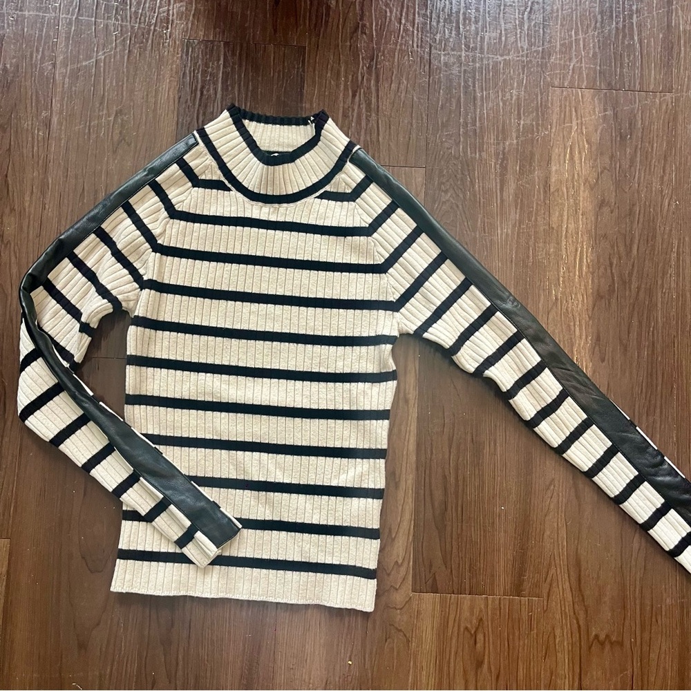 Heartloom Black and Cream Striped Sweater